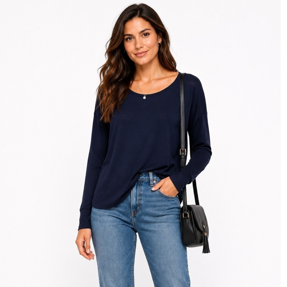 rag & bone Women's Long Sleeve Scoop Neck Knit Tee Casual Pullover Top Size XXS